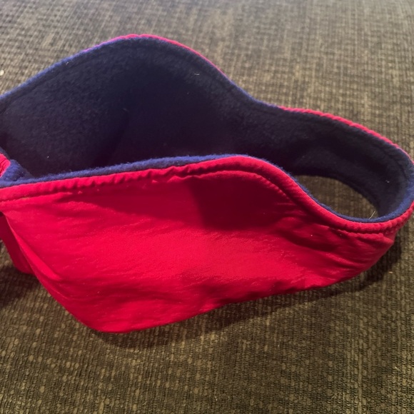 LANDS END FLEECE HEADBAND EARMUFF Size L Red Navy Made In USA - Picture 1 of 4
